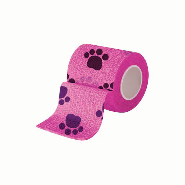 Cohesive Bandages - 2", Dog Paw Purple/Pink