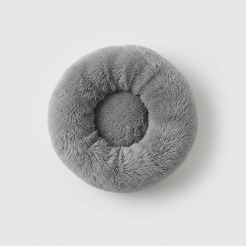 Plush Donut Comfort Pet Bed-Gray